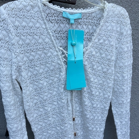 MELISSA ODABASH Maddison crochet-knit coverup in White New with Tags! - Picture 6 of 10
